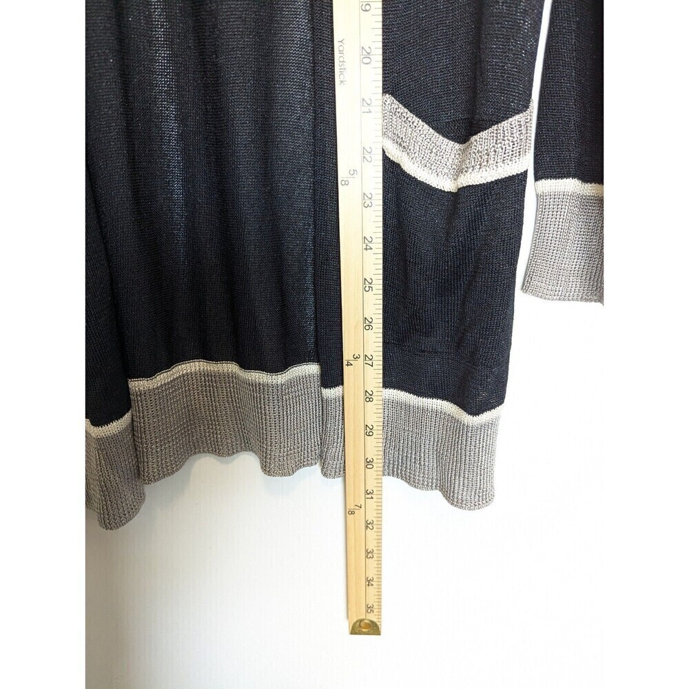 Nic+Zoe Women Longline Cardigan Size M Black Viscose Lightweight Sweater Teacher - Picture 10 of 10